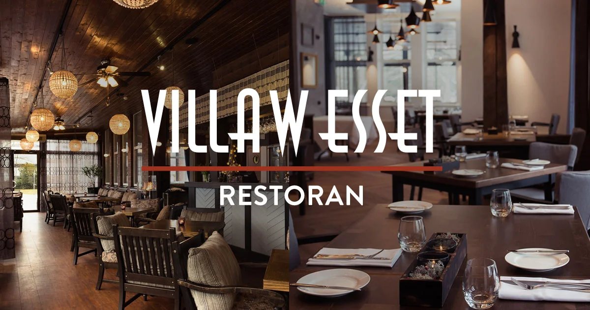 kaks pilti kõrvuit villa wesseti restoranist ja pildi peal villa wesseti logo mille all on tekst restoran